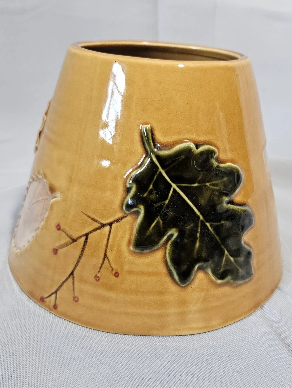 Linens & Things Lg Seasonal Ceramic Shade Fall Autumn Thanksgiving Leaves
